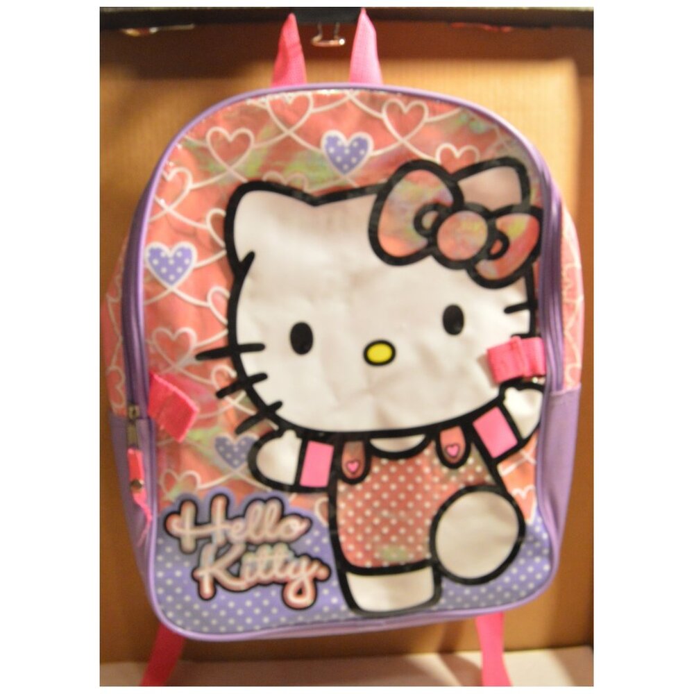 Hello Kitty Kids Backpack School Bag Vinyl And Canvas